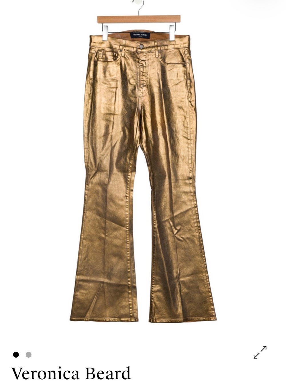 Veronica Beard Metallic Gold Flare Jeans